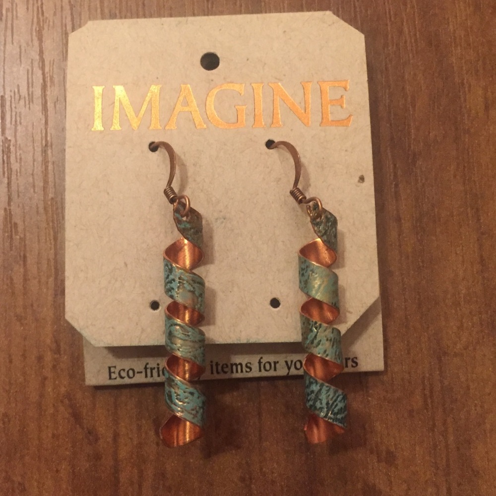 IMAGINE turquoise copper handmade earrings NWT